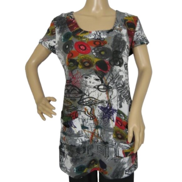 Papillon Modern Graffiti Art Tunic Top - Picture 1 of 7